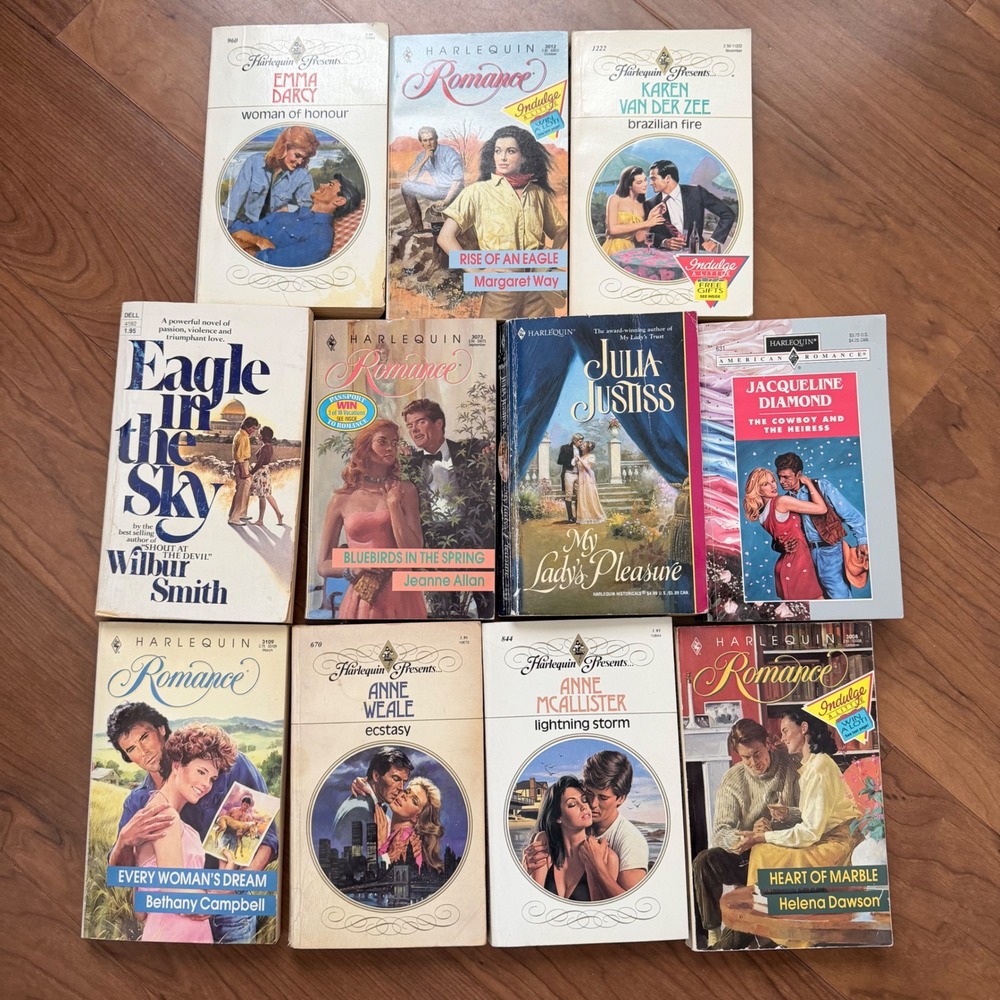 Vintage Harlequin Romance Novel Lot of 11 Wilbur Smith Emma Darcy Paperbacks
